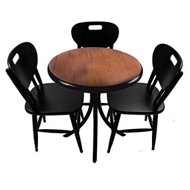 Imagem de Mesinha de madeira rustica redonda 3 cadeiras - Empório Tambo