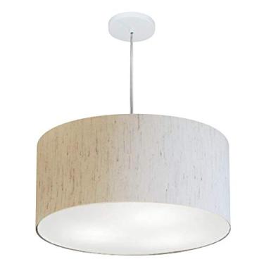 Imagem de Lustre Pendente Cilíndrico Cúpula Tecido 55x25 cm, Vivare Iluminação, Pendente4214 LLA-35, Linho Bege, Médio