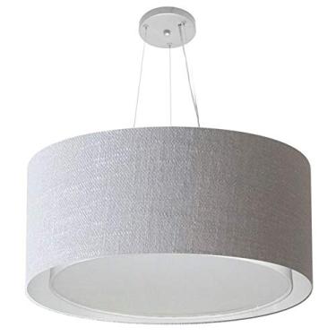 Imagem de Lustre Pendente Cilíndrico Duplo Cúpula Tecido 30/60x50 cm, Vivare Iluminação, Pendente4302 CZ, Cinza, Grande