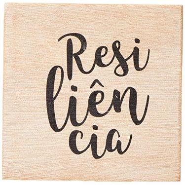 Imagem de Arte Maníacos Bloco em madeira Resilência Fundo Branco - 15x15cm