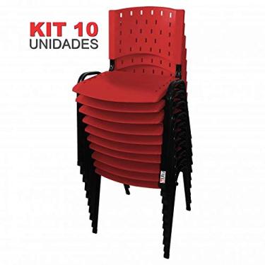 Imagem de Cadeira Empilhável Plástica Vermelha 10 Unidades - ULTRA Móveis