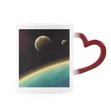 Imagem de Universo Planeta Galáxia Terra Azul Caneca Sensível ao Calor Vermelho Mudança de Cor