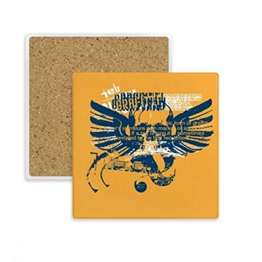 Imagem de Porta-copos azul laranja caveira asas grafite rua quadrado tapete copo caneca subplaca suporte isolante pedra