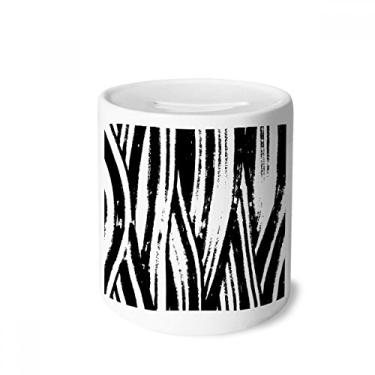 Imagem de DIYthinker Caixa de cerâmica com textura de linha vertical para dinheiro, porta-moedas, presente de cofrinho