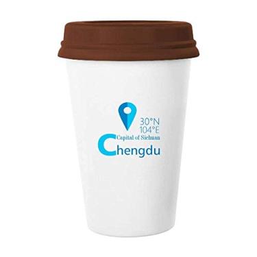 Imagem de Caneca de viagem Coordenadas de geografia de Chengdu, caneca de cerâmica para copo de café