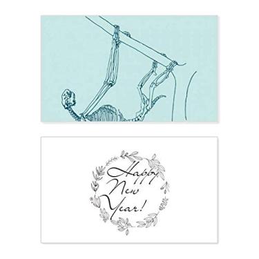 Imagem de Esqueleto bicho-preguiça desenho animal ano novo festival felicitações cartão Bless mensagem presente