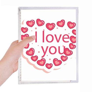 Imagem de Caderno diário de folhas soltas para dia dos namorados, coração rosa I Love You