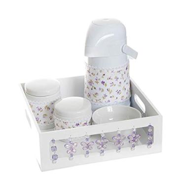 Imagem de Potinho de Mel Kit Higiene Com Porcelanas E Capa Borboleta Quarto Bebê Menina Lilás