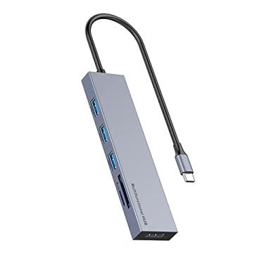 Imagem de Hub USB C, 100W PD de carregamento rápido 6 em 1 docking station portátil para adaptador 4K HDMI com porta USB 3.0, adequado para MacBook Pro/Air Mac, dispositivo de leitor de cartão TF/SD Tipo C