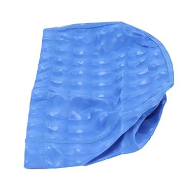 Imagem de Touca de natação de PU, Touca de proteção auricular Touca de natação para entusiasta da natação para proteger o cabelo e as orelhas para homens e mulheres(Azul pérola)