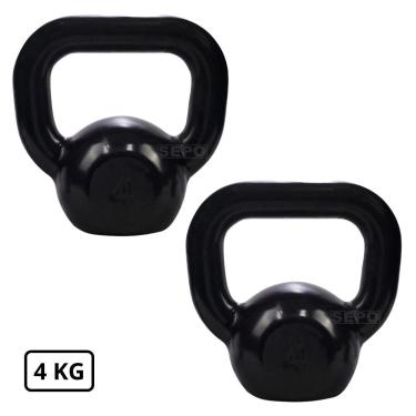 Imagem de Kit 2 Unidades de Kettlebells Emborrachados Preto Par de 4Kg-Unissex