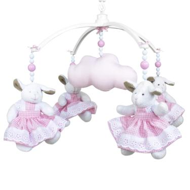 Imagem de Móbile Musical Ovelha Rosa E Nuvem Quarto Bebê