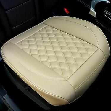 Imagem de Cusaota 2 peças de capas de assento de carro protetoras para parte inferior do banco dianteiro, tapete de almofada de assento interior de couro PU de luxo, compatível com 90% veículos (Sedan SUV Truck Jeep Mini Van) (Bege-2 peças)