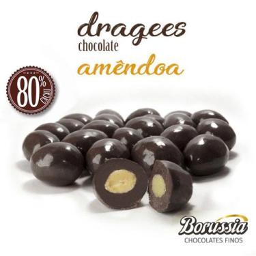 Imagem de Confeito De Amêndoa Com Chocolate 80% Cacau 120G Borússia Chocolates -