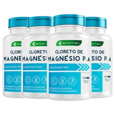 Imagem de 4Un Cloreto de Magnésio PA Puro 500Mg 120 Cápsulas - Ecomev