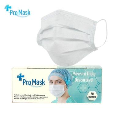 Imagem de Kit 50 mascara descartavel epi pro mask branca 24 hrs