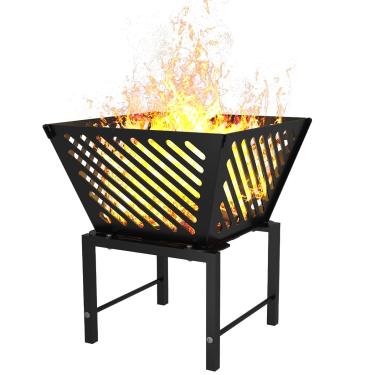 Imagem de Mondazie Fogueira externa de 43 cm para acampamento, fogão a lenha portátil resistente com bolsa de armazenamento para pátio externo, aquecimento, piquenique, fogueira e churrasco, trapézio diagonal