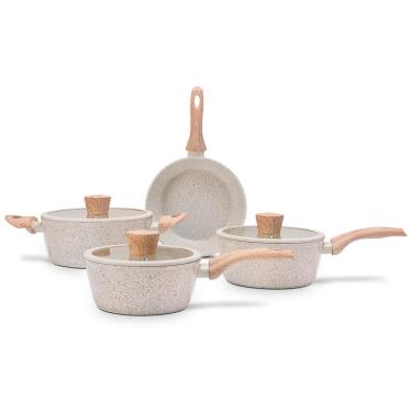 Imagem de Conjunto Jogo de Panelas Antiaderente Ceramic Life Sirius com Indução Vanilla C/4 Peças