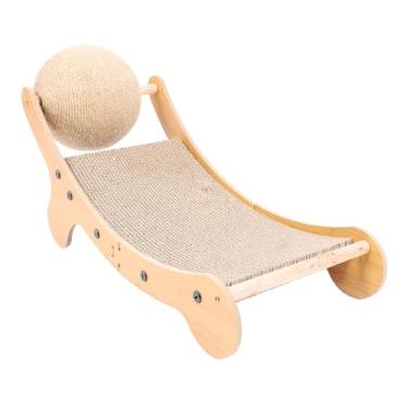 Imagem de Cadeira de Praia Cama Arranhadora para Gatos, Cama de Rede para Gatos 3 Em 1 Com Bola de Brinquedo e Almofada de Sisal Removível para Gatos Internos, Filhotes, Coelhos