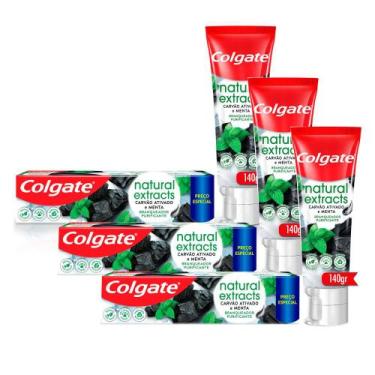 Imagem de Kit 3 Creme Dental Colgate Natural Extracts Carvão Ativado e Menta 140