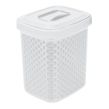 Imagem de Lixeira rattan com tampa 4,5 litros - Nitron, Branco