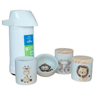 Imagem de Kit higiene bebê safari 5 Pçs - Porta Pente e TP Pinus - Antilope Deco