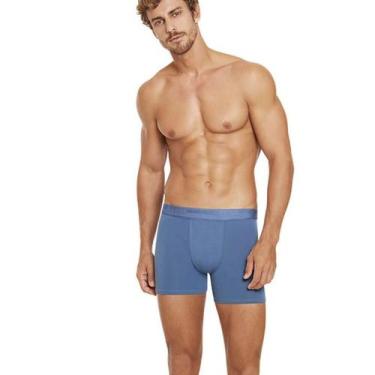 Imagem de Cueca Boxer Algodão Lupo 00784-017 Anatômica, Azul, GG