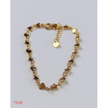 Imagem de pulseira de coraçao e estrela dourado - diversifique