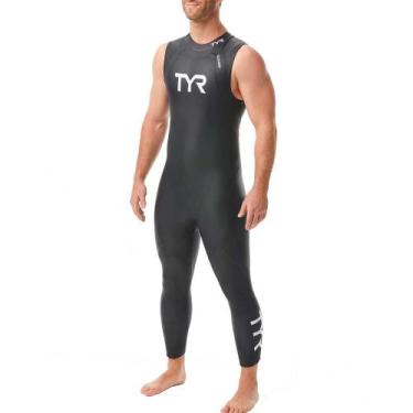 Imagem de Roupa de Neoprene Natação/Triathlon TYR CAT1 Masc sem Mangas, S, Hcaos