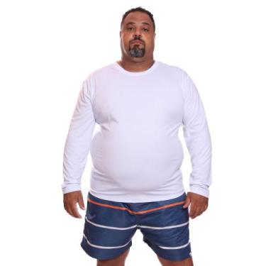 Imagem de Camiseta Masculina Plus Size Manga Longa Dry Fit Lisa Proteção Solar U