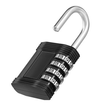 Imagem de ZHEGE Trava de academia, trava de combinação de 4 dígitos, trava de armário e armário de funcionários, ferrolho e armazenamento - Fácil de configurar seu próprio bloqueio numérico redefinível sem