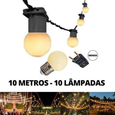 Imagem de KIT Cordão Varal de Luz Festão 10 Metros com 10 Lâmpadas Branco Quente