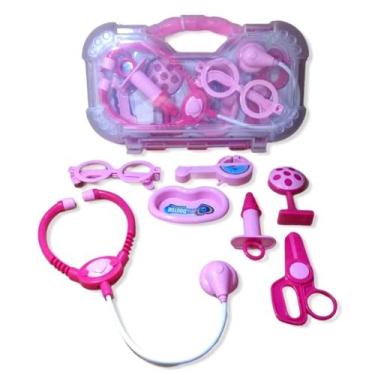 Imagem de Maleta Kit Medico Rosa Brinquedo Infantil Doutora Medicina Enfermeira 