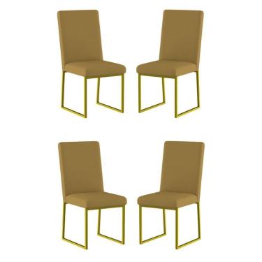 Imagem de Kit 4 Cadeiras Estofadas Base De Ferro Para Mesa De Jantar Capuccino