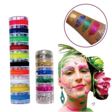 Imagem de Torre Tinta Cremosa e Gliter Gel Confete Maquiagem Artistica - Rostinh