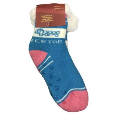 Imagem de Meia Infantil Forrada Solado Antiderrapante Pantufa Felpuda Térmica Qu