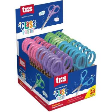 Imagem de Tesoura Escolar TRIS CLASS 13CM Cores Pastel - Caixa com 24 Unidades -