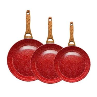 Imagem de Kit Frigideira Nano Cerâmica Marmorizada Sem Óleo 20 22 24Cm - Duralar