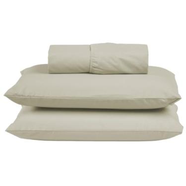 Imagem de Jogo de Cama Box Casal Algodão Percal 200 Fios Hotel Pousada 3 Peças Lençol com Elástico (Palha)