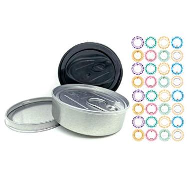 Imagem de YEEPON 20 Conjuntos de Lata Autovedante Cali com Tampa - Anel de Aro para Lata de Atum - Sem Necessidade de Ferramentas + 32 Peças de Etiquetas de Lata 100Ml/3,5] (20 Conjuntos) (3,5, 20)