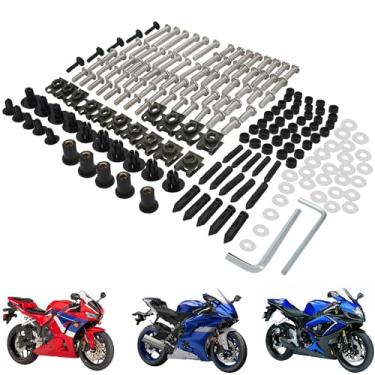 Imagem de USTPO Kit de parafusos de carenagem de motocicleta 195 peças M5 M6 parafusos inoxidáveis fixadores parafuso universal para para-brisas R6 CBR600RR GSXR 600 ZX6R MT-10 ST1300 Sportbike prata