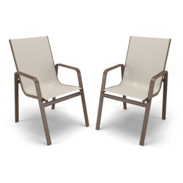 Imagem de Kit 2 Cadeiras Miami Jantar Área Gourmet Alumínio Marrom - Aluv Móveis