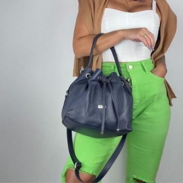 Imagem de Bolsa recuo em couro legítimo b.1086, Azul marinho