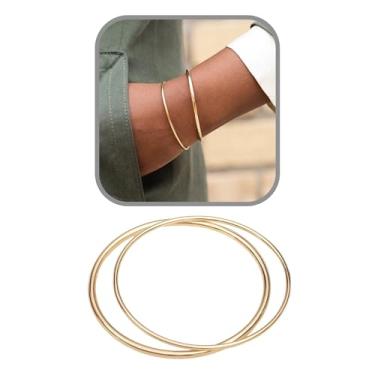 Imagem de Memory Created Pulseira com revestimento PVD dourado, pulseira empilhável minimalista clássica, Medium, Metal, Sem Pedra Preciosa