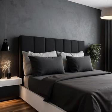 Imagem de Cabeceira Estofada Modular Cama Casal Padrao 1,60mX45cm Módulos Adesivos (Preto)