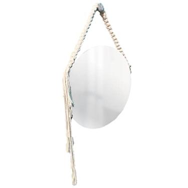 Imagem de Espelho Decorativo Adnet Vintage Macramê Cru 50 cm Redondo
