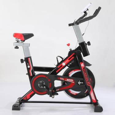 Imagem de Bicicleta Ergométrica Spinning com Display Digital, 7 Níveis de Resistência, Volante 6kg, Banco Ajustável, Preto e Vermelho, Bike Ergométrica, Bike Indoor