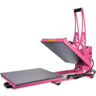 Imagem de CoolSub Prensa Térmica Deslizante De 15 X 15 Polegadas, Máquina De Transferência Térmica Digital Industrial, Sublimação Para Camisetas Rosa Choque