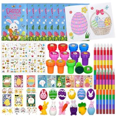 Imagem de Cinrobiye 72 Peças Lembrancinhas De Festa De Páscoa, Cestas De Páscoa Com Livretos De Atividades, Livros De Colorir, Giz De Cera Empilhável, Tatuagens, Quebra-Cabeças, Adesivos Faça Você Mesmo, Cari