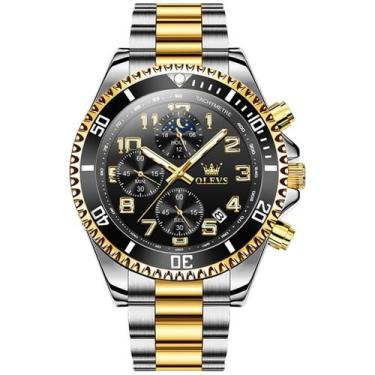 Imagem de Relógio Masculino OLEVS Moon Phase - Aço Inoxidável Dois Tons